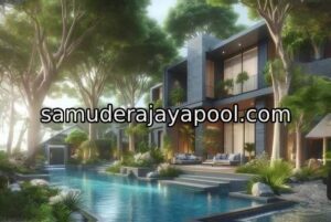 Read more about the article Kolam renang dengan konsep pepohonan besar